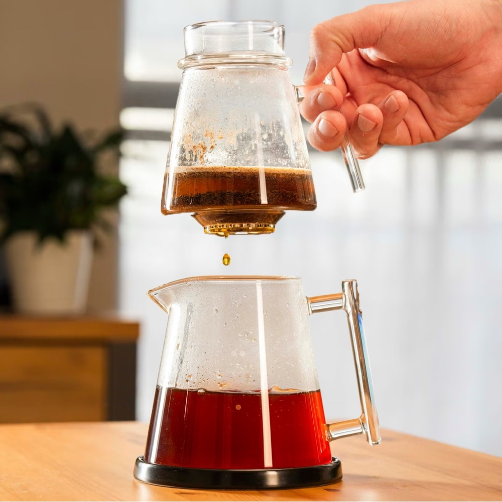 Pure Over Borosilicate Glass Pour Over Coffee Dripper Set with Black Base